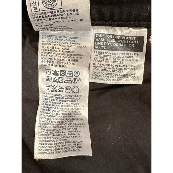 Levi's Ribcage Crop Flare Jeans Black w/ Bleach Distressing Button Fly Sz 27 EUC - Picture 6 of 6